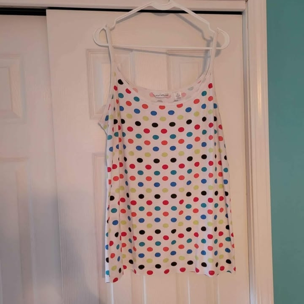 Derek Heart Multicolor Polka Dot Tank Top With Spaghetti Straps Size 2X